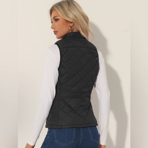 NWT - Allegra K Puffer vest - Stand Collar Lightweight Gilet Quilted Zipper Vest - Picture 3 of 8